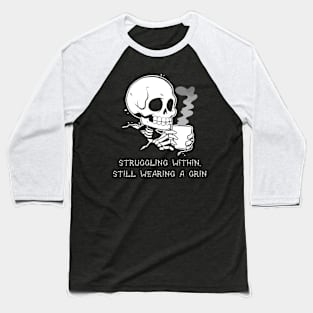 Funny Skeleton Lazy Costume Goth Men Women Funny Halloween Baseball T-Shirt